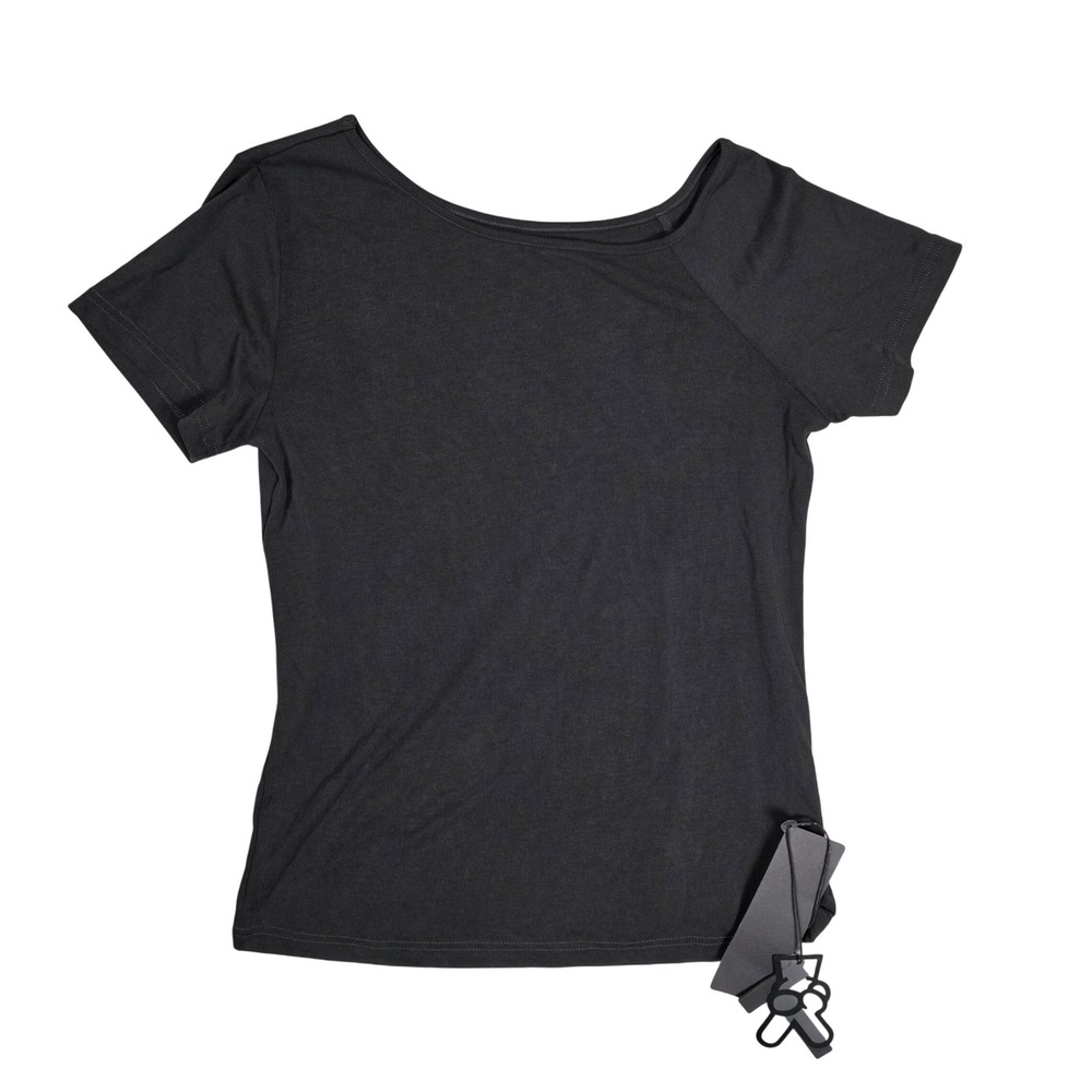 T‎ yeah Ribbed Cropped Scoop Neck T-Shirt Women M Black NEW Gorpcore Layering